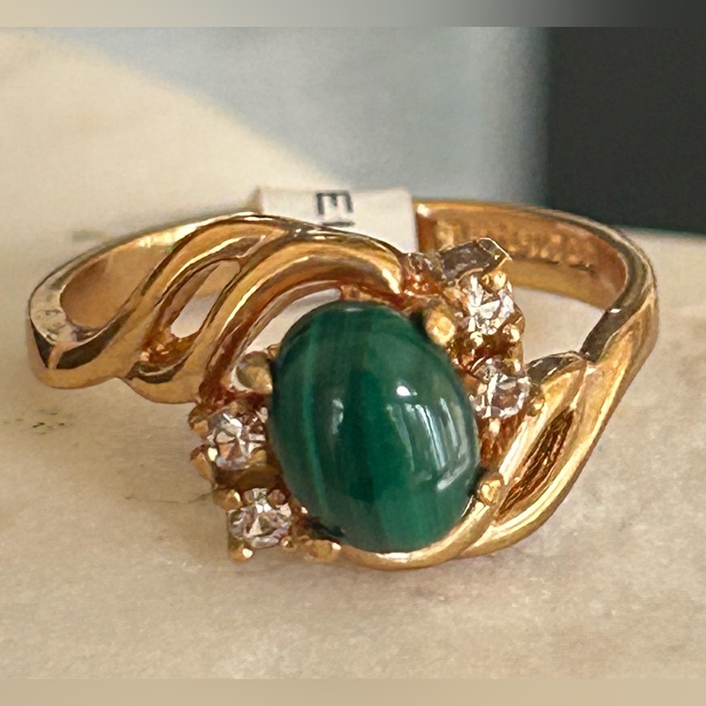 Genuine Malachite 18K Gold Plated Ring